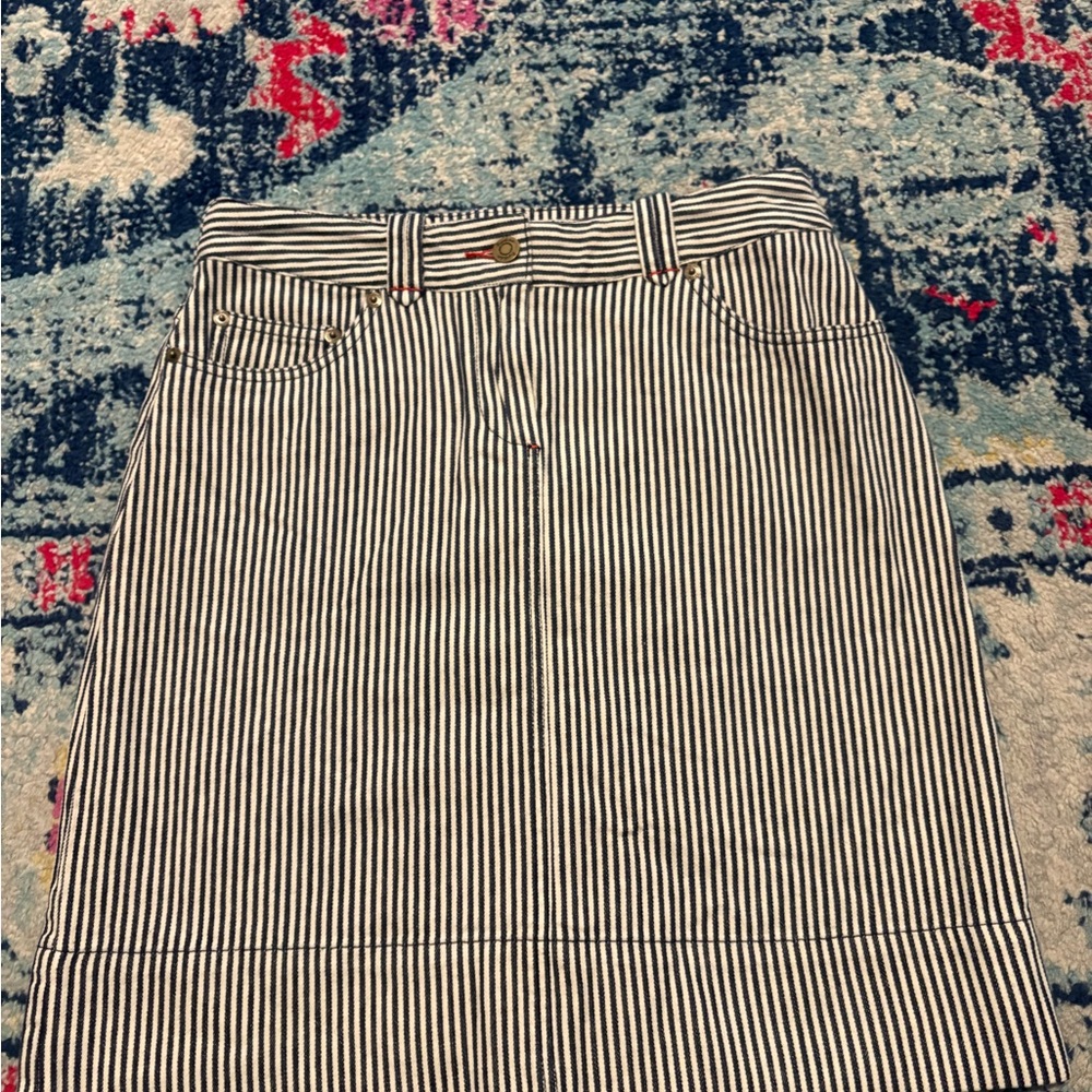 Boden navy and White Striped Skirt